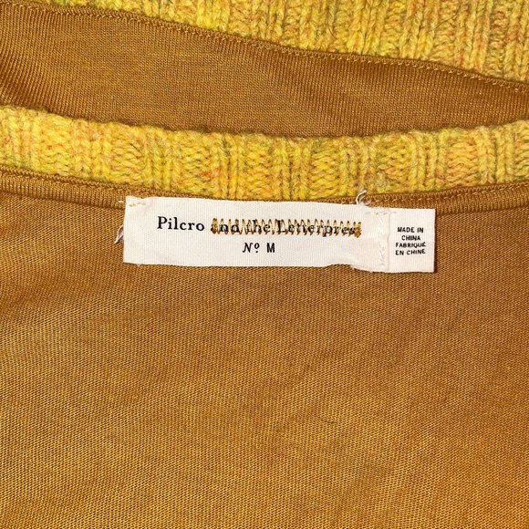 Anthropologie Pilcro Letterpress Cable Knit Mixed Fabrics Sweater Knit Top - Picture 10 of 13